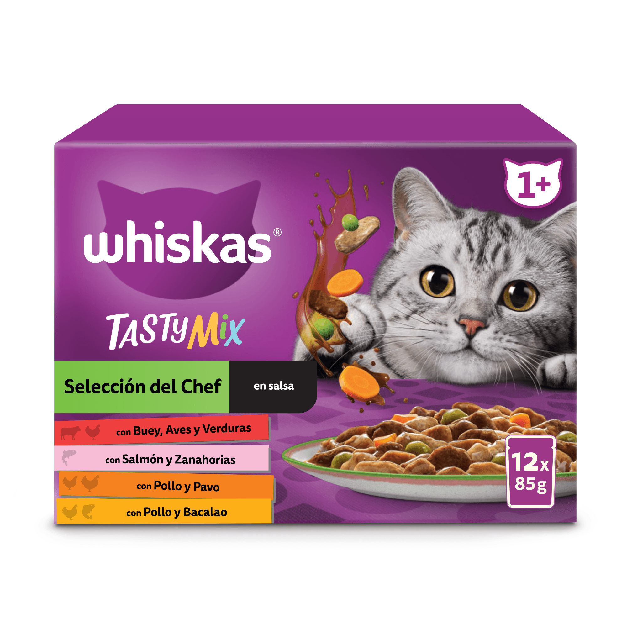 Whiskas Tasty Mix En Salsa Sobres Para Gatos 48 Sobres x 85 Gr
