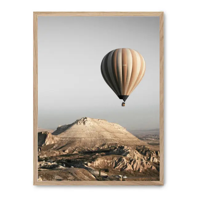 Cuadro cappadocia iii 30x40cm, Póster impreso en papel de primera calidad de 180gr, montado sobre marco de madera MDF acabado roble., Naturaleza - Desierto
