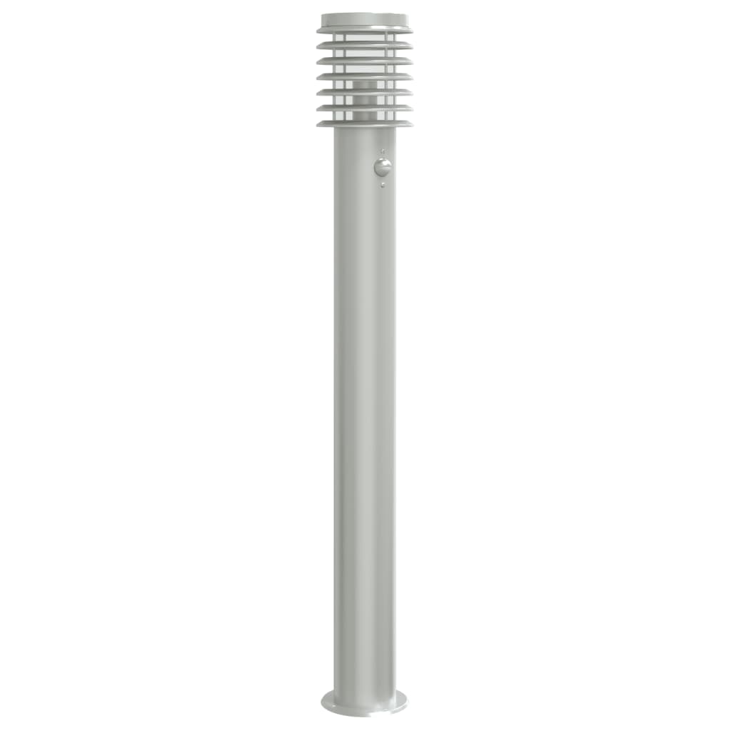 vidaXL Lámpara de suelo de exterior con sensor acero 110 cm Color Negro,  Plateado, y mas