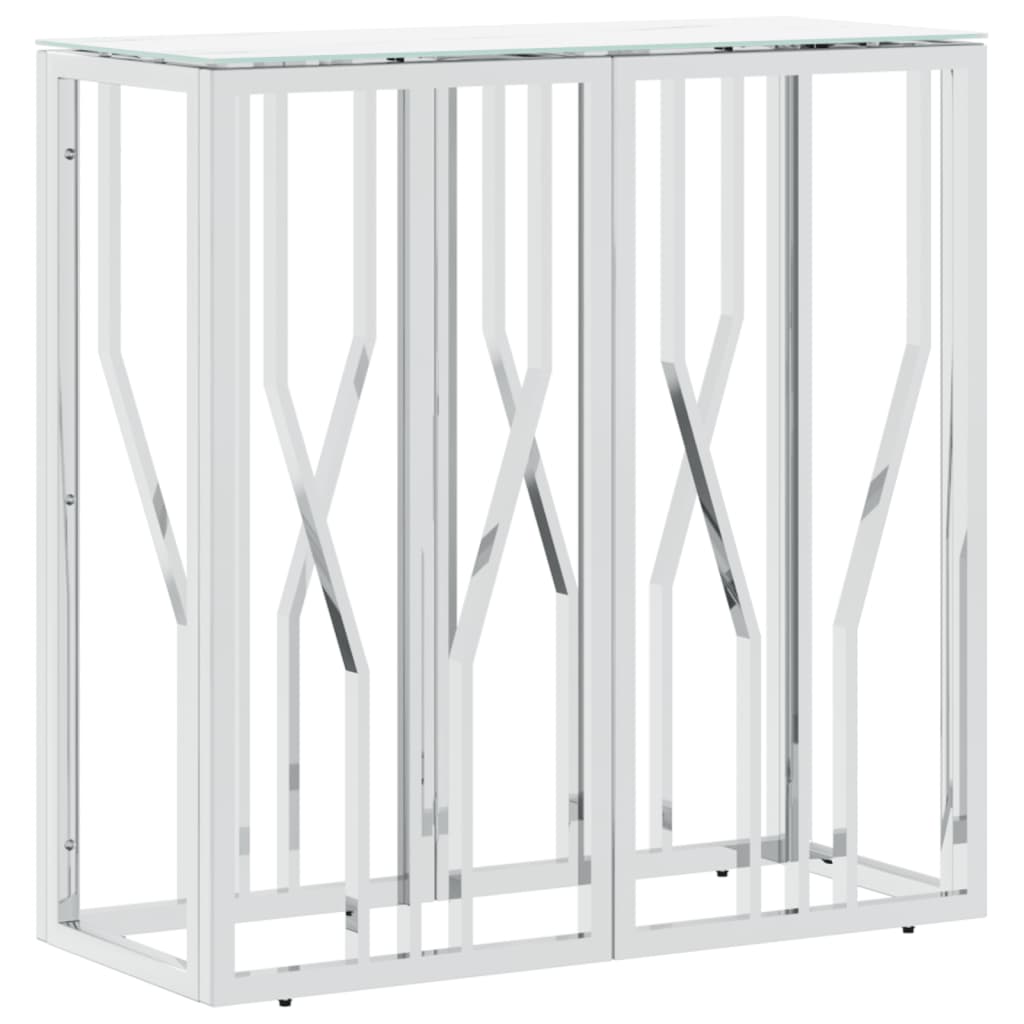 Mesa Consola Vidaxl Acero Inoxidable y Vidrio 70x30x70 Cm Plateado