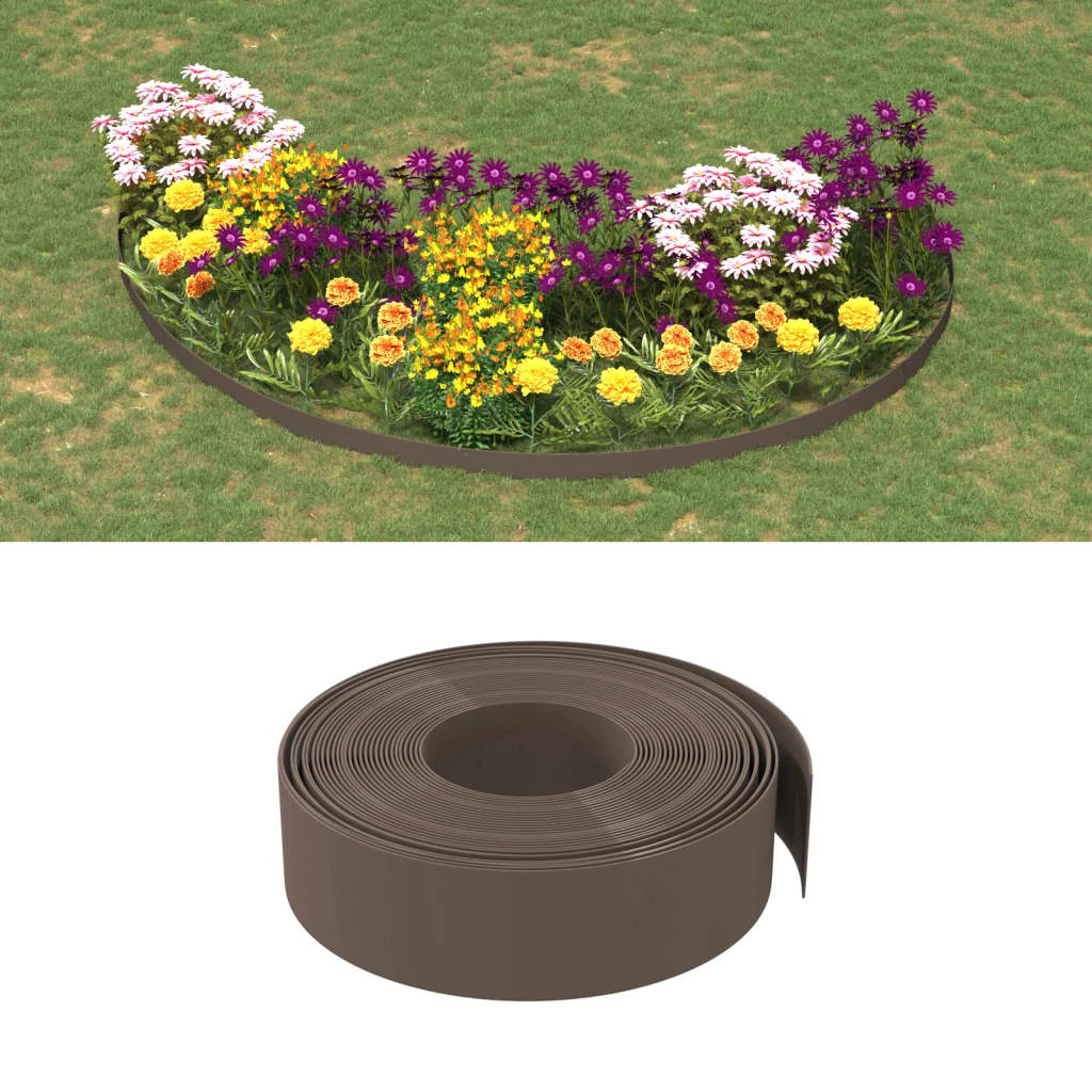 vidaXL Borduras de jardín 4 uds polietileno 10 m 15 cm borde de jardín Color Gris,  Marrón,  Negro y mas