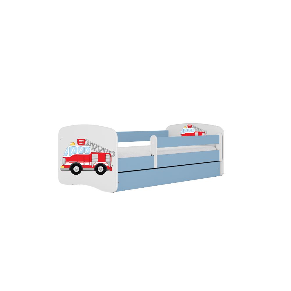 Cama 160 x80 cm Kocot Kids com gaveta e colchão BabyDreams Fire Brigade Blue
