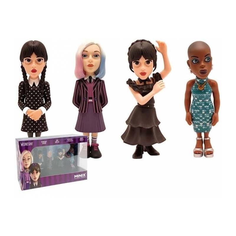 Bandai MINIX PACK 4 FIGURAS WEDNESDAY con Licencia Oficial