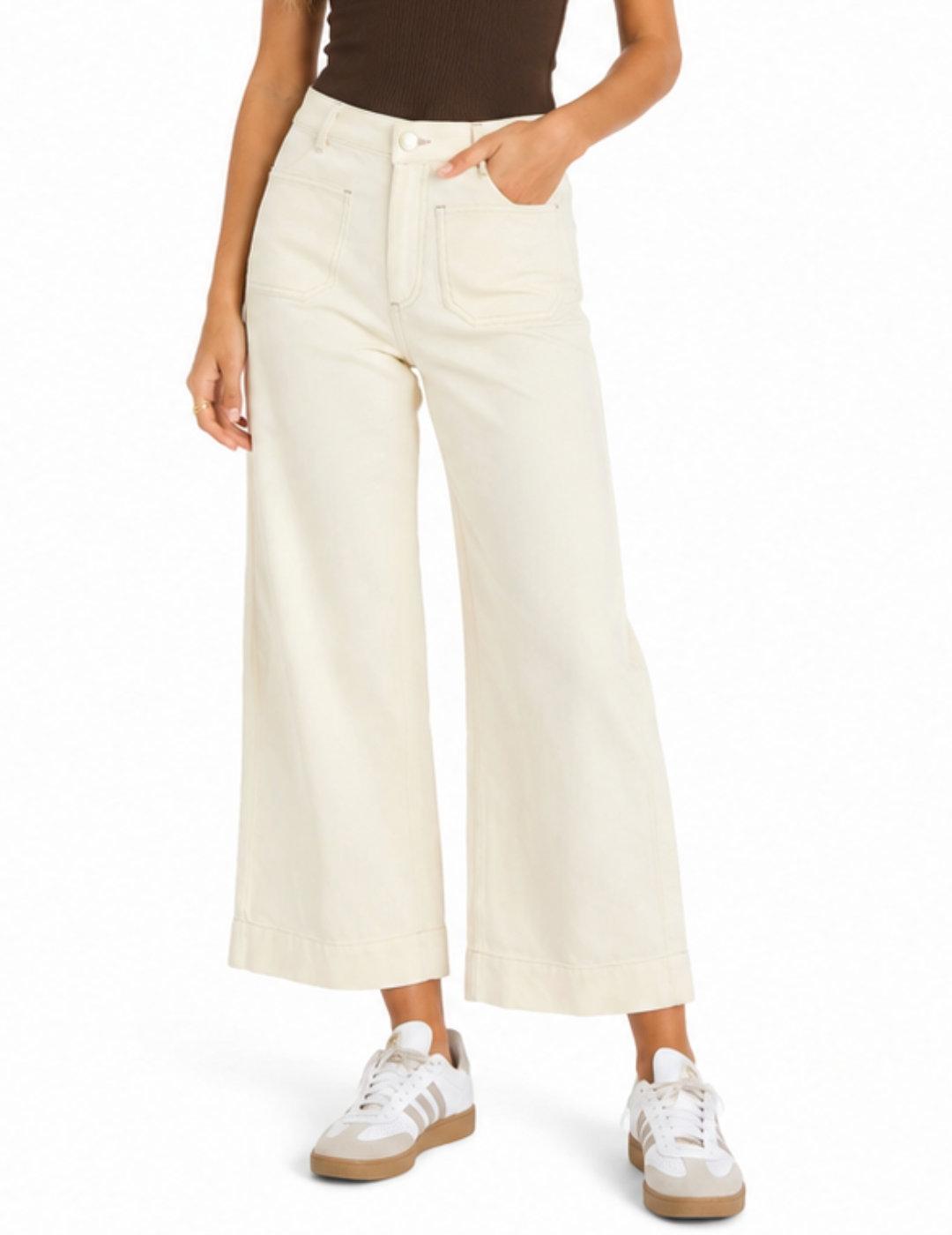 Vaquero Vila Emma beige culotte bolsillos tiro alto de mujer
