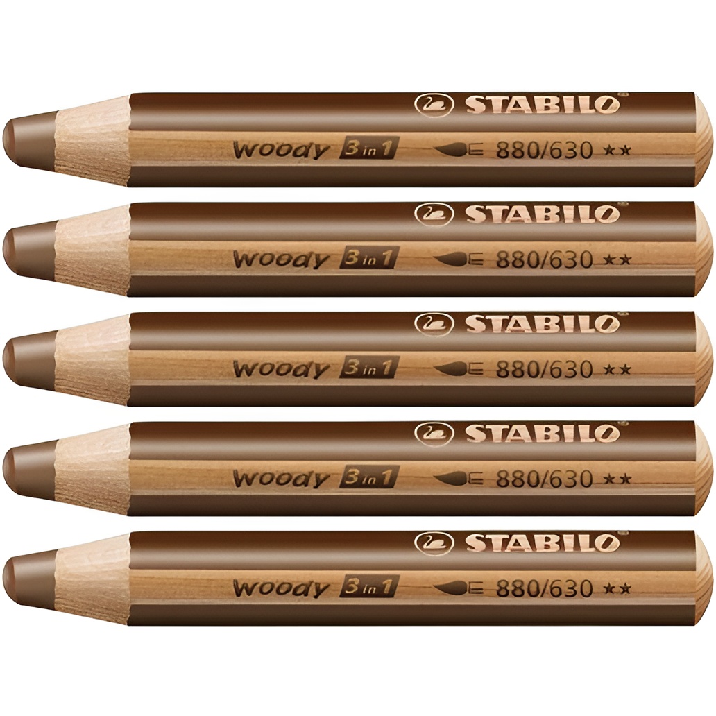 Stabilo lápices de colores woody 3 en 1 estuche de 5 marrón
