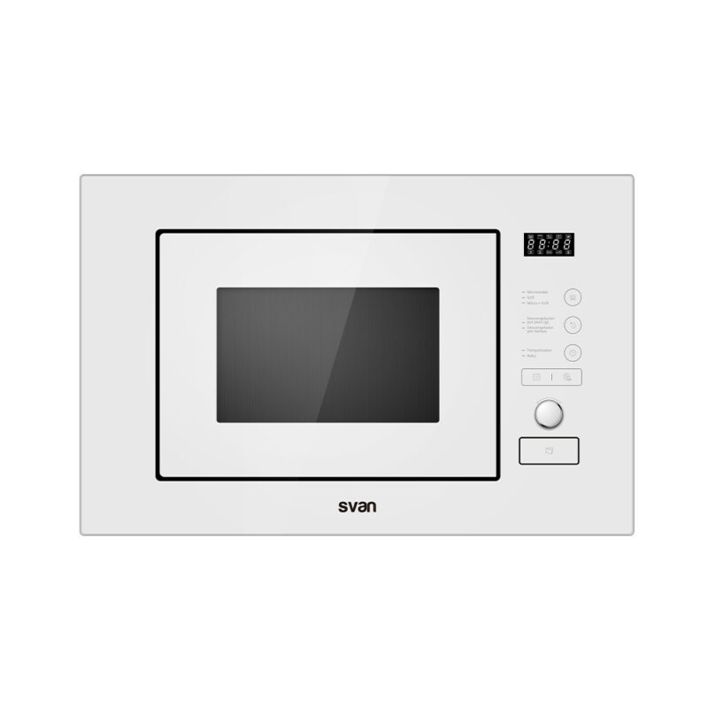 Svan - Microondas integrable SMWI2800DGB de 20 L con grill 1000 W y función Auto Cooking, blanco para cocina empotrada