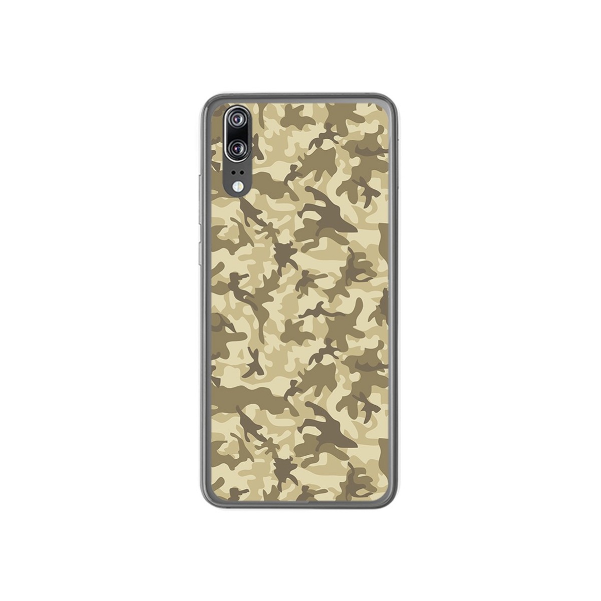 Tumundosmartphone Funda Gel Tpu para Huawei P20 Diseño Sand Camuflaje Dibujos