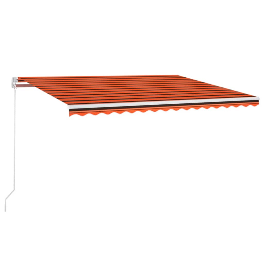 vidaXL Toldo retráctil manual con LED naranja y marrón 450x300 cm