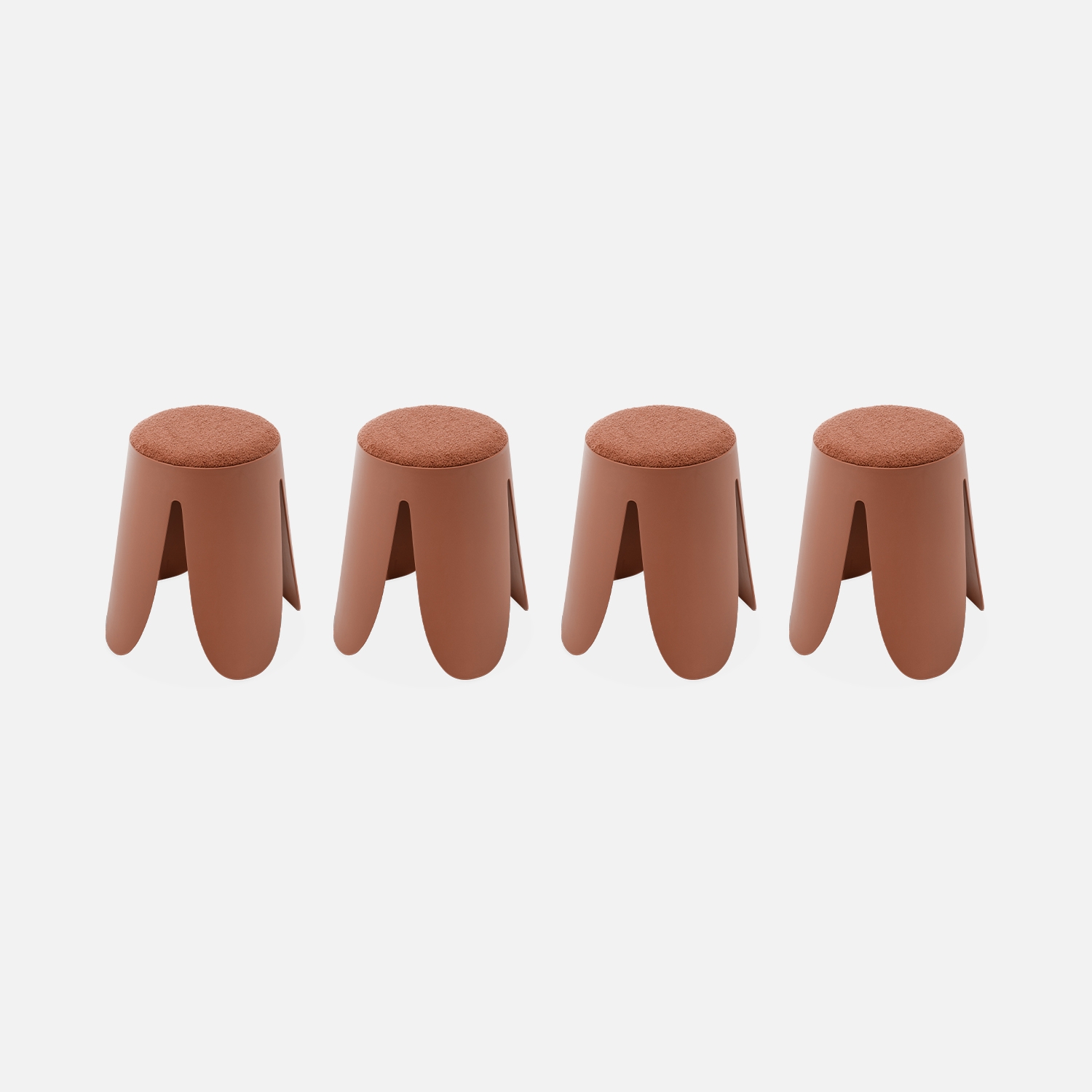 sweeek - Taburetes apilable de borreguito texturizado, set de 4 , Niki , 44x30x46