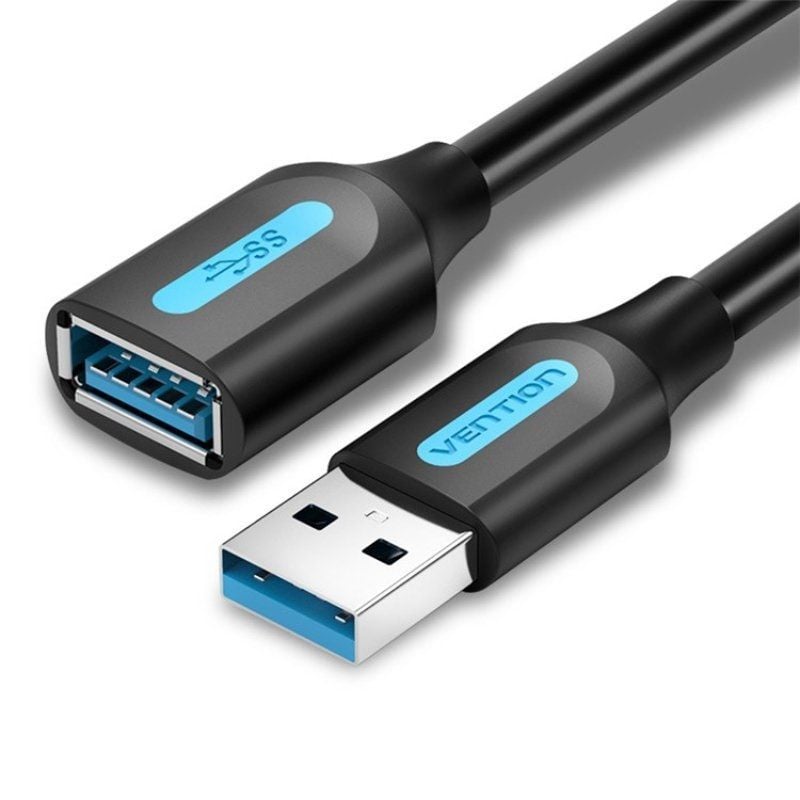Cable alargador usb 3.0 vention cbhbf/ usb macho - usb hembra/ 1m/ negro
