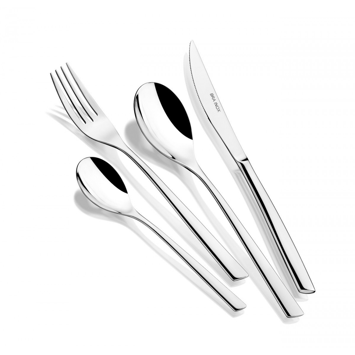 Bra - Juego Cubertería Bari, De 24 y 75 Piezas, Diseño Elegante, Acero Inoxidable Pulido Brillante, Apto Lavavajillas