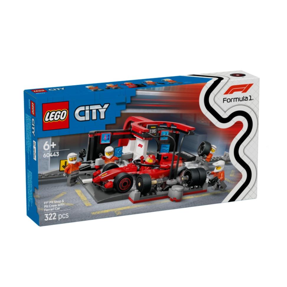 LEGO CITY FORMULA 1 PARADA EN BOXES DE F1 Y EQUIPO DE MECANICOS CON COCHE FERRARI SET 60443