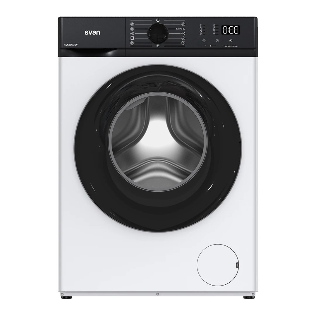 Lavadora Svan SL6204AIDV de 6Kg Clase A y 1200Rpm  | Blanco, Bajo consumo, Motor Inverter, Display pequeño, Clase A