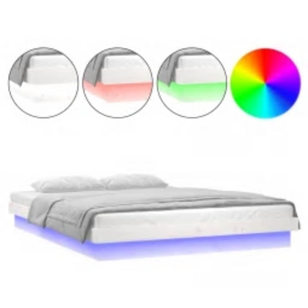 vidaXL Estructura cama LED sin colchón madera maciza blanco 160x200 cm