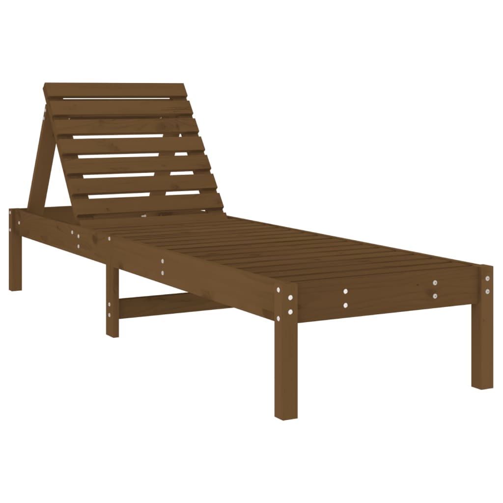 Vidaxl Tumbona de Madera Maciza 199,5x60x74 Cm Pino Natural Ideal para Jardín, Playa, Piscina