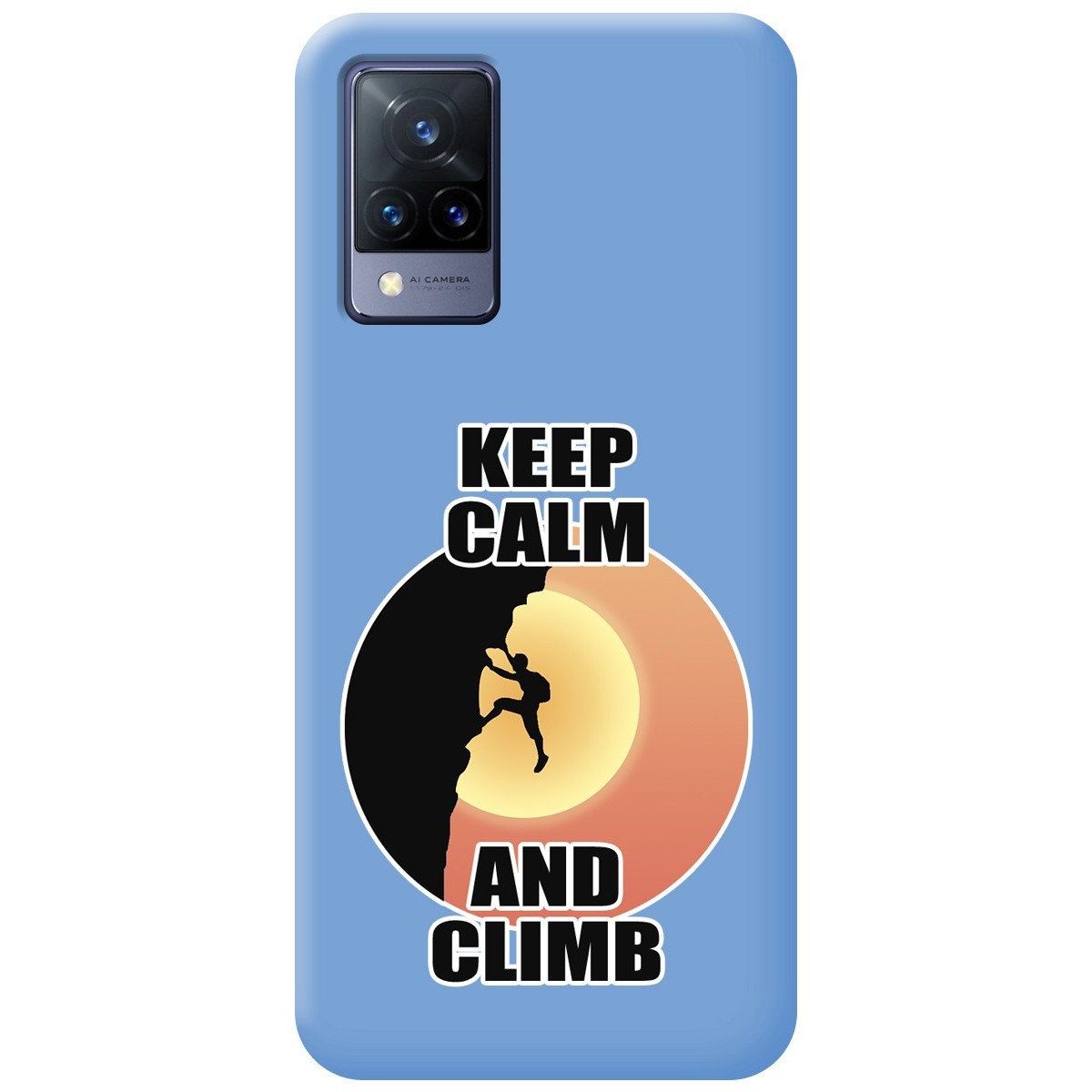 Funda Silicona Líquida Azul para Vivo V21 5G diseño Hombre Escalada Dibujos