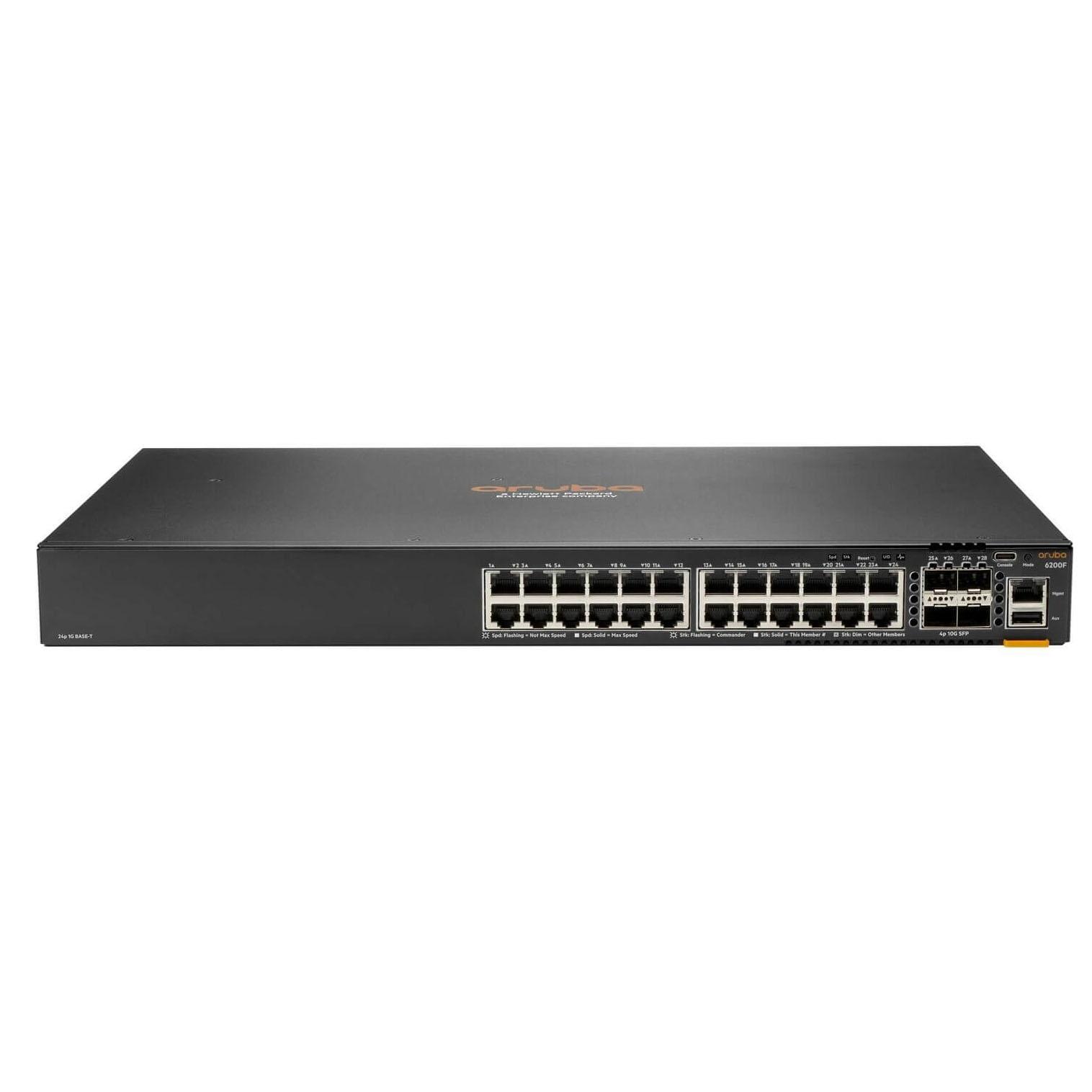 HPE Aruba Networking CX 6200F 24G Class-4 PoE 4SFP+ 370W Gestionado L3 Gigabit Ethernet (10/100/1000) Energía sobre Ethernet (PoE) 1U