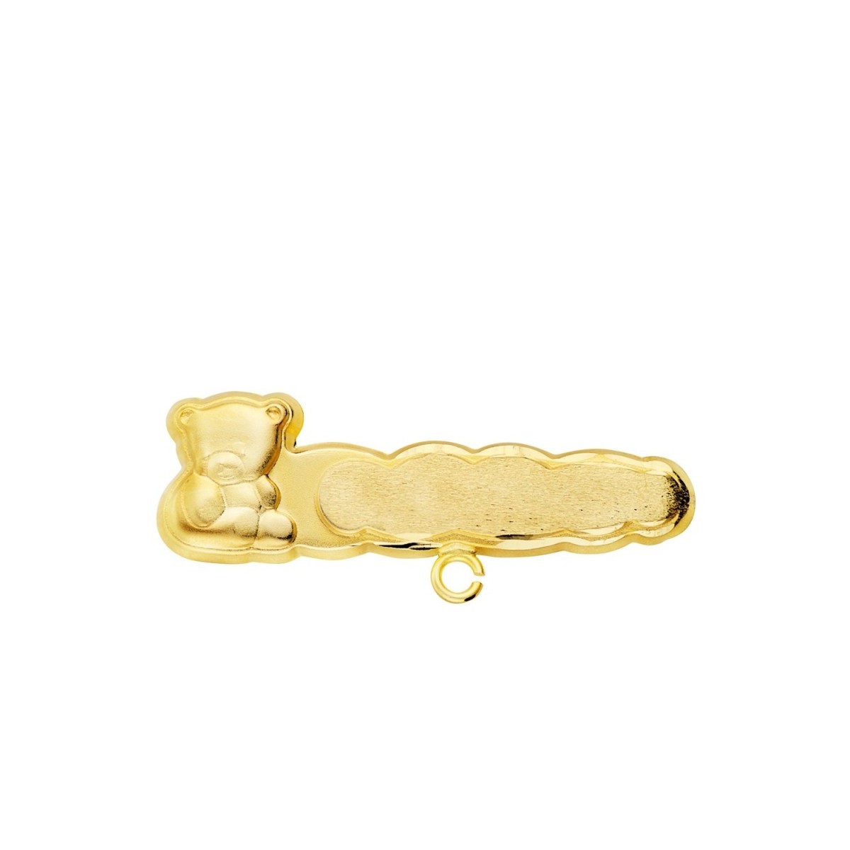 Alfiler oro 18k bebé 27 mm. osito tallado bordes forma nube