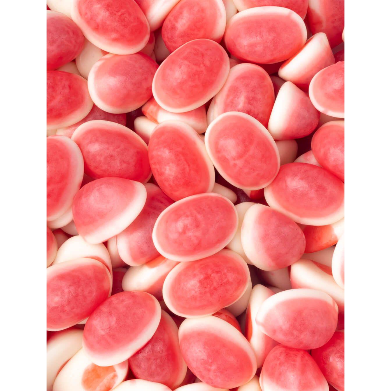Gominolas de Vidal Rellenas en bandeja. Unión de texturas que te dejará un dulce sabor en la boca. Diferentes modelos a elegir: besos, moras, sesos, fresas, corazones azules, tortugas... Chuches sin gluten y sin grasa. Rellenolas