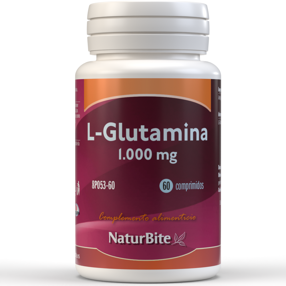 Naturbite - L-Glutamina 1.000mg, 60 Tabl. NaturBite, Ayuda a mantener fuerza y no perder masa muscular en dietas para bajar de peso. Ayuda y fortalece sistema inmunológico, salud cardiovascular e intestinal.