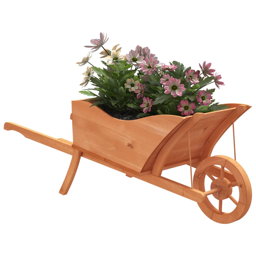 vidaXL Jardinera con forma de carretilla madera de abeto 128x45,5x43cm
