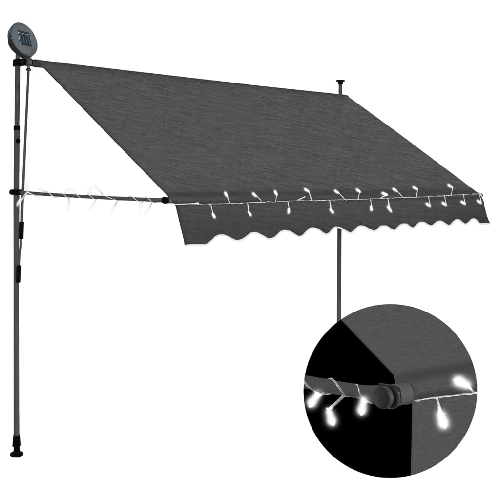 vidaXL TOLDO MANUAL RETRÁCTIL CON LED GRIS ANTRACITA 250 CM