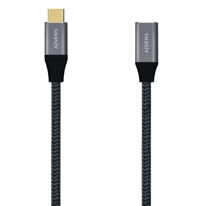 Cable usb 3.2 tipo-c aisens a107-0635/ usb tipo-c macho - usb tipo-c hembra/ 1m/ gris