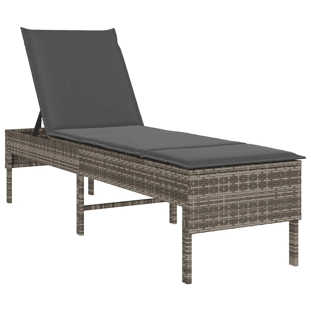vidaXL Tumbona con cojín poliratán 55x200x44cm