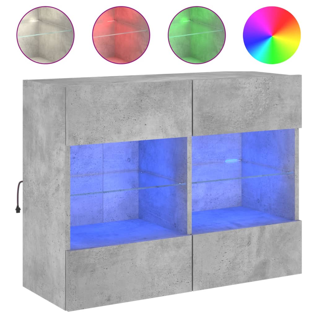 vidaXL Mueble TV de pared con luces LED 78,5x30x60,5 cm, Mueble de Salon, Mueble TV, Mueble TV salon, Mesa de TV, Mueble tele