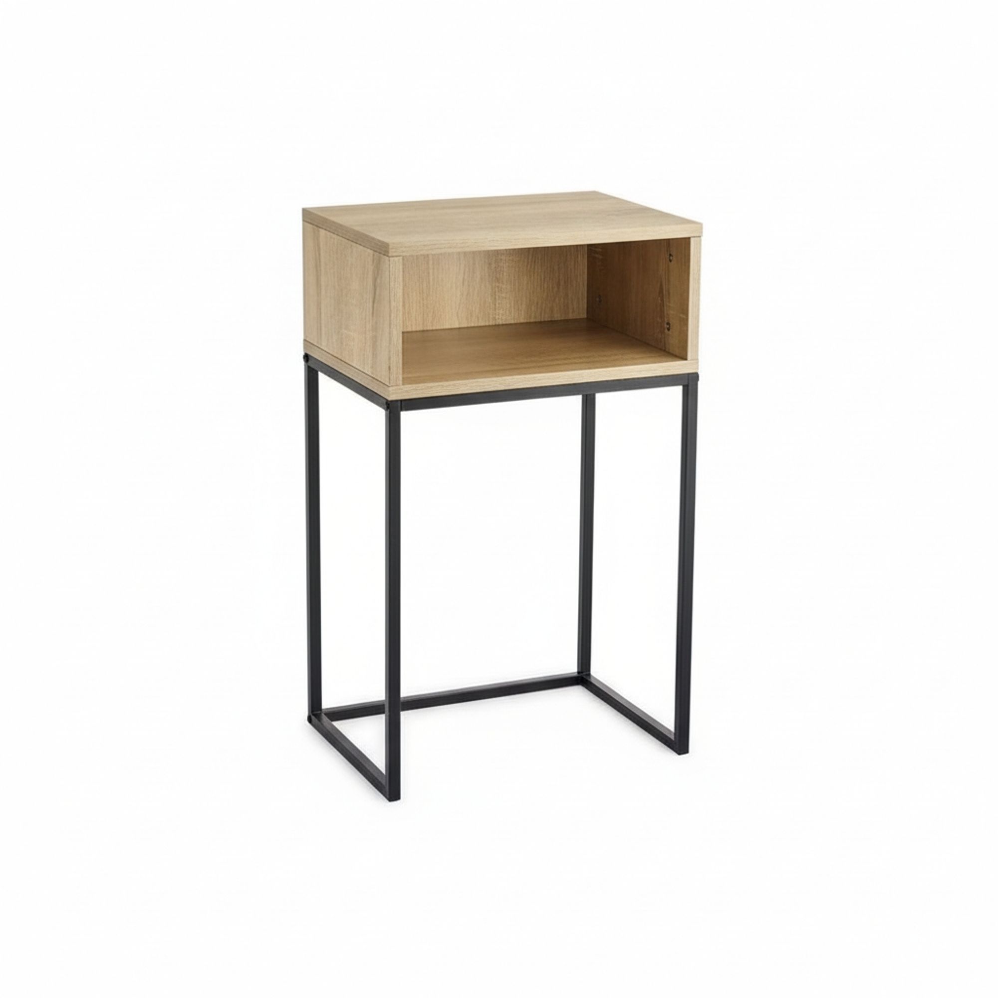 MOBLEKIT | Mesitas de Noche de Madera y Metal, Diseño Nórdico o Industrial con Opciones de Cajón, Puerta o Estantes, Muebles Compactos para Dormitorio