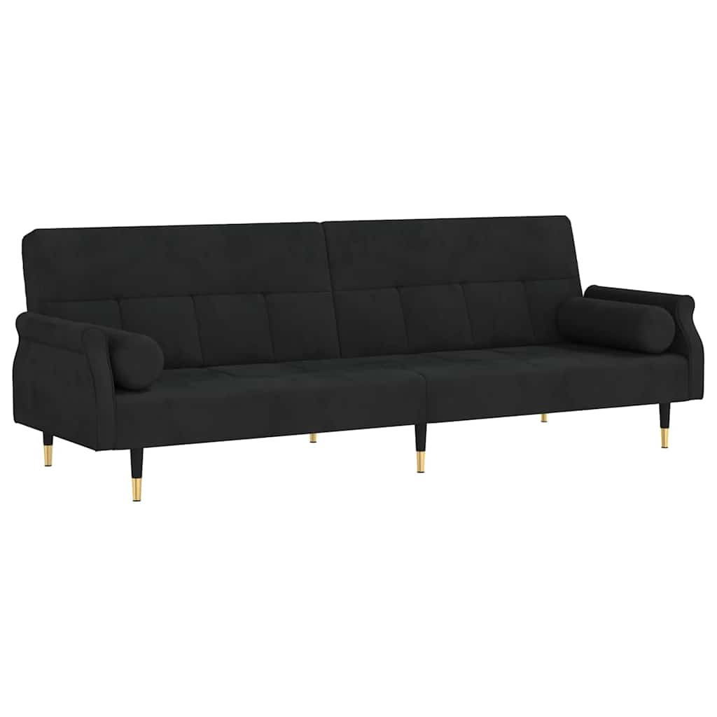 vidaXL Sofá cama con cojines terciopelo negro