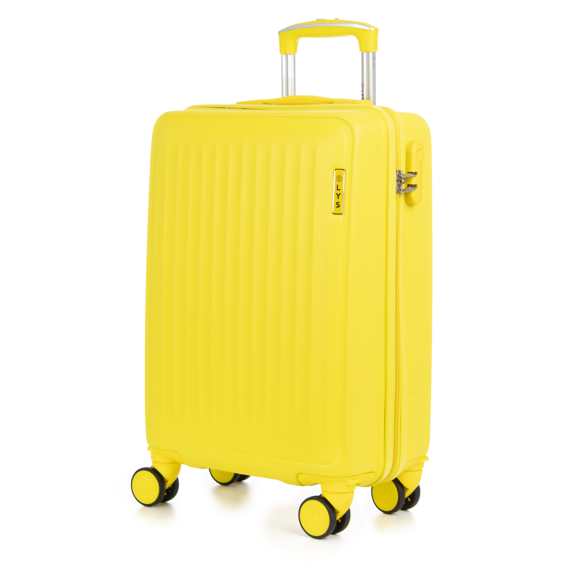Maleta de cabina Trolley en material ligero de ABS de alta resistencia. Cerradura numérica y 4 ruedas dobles extraíbles y giratorias 360°.