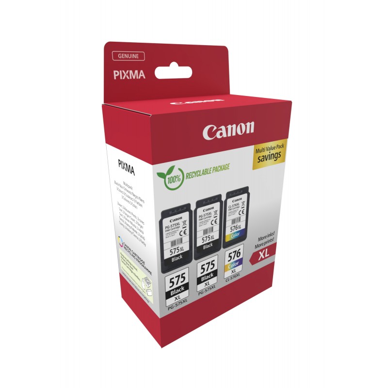 Canon - 5437C004 cartucho de tinta 3 pieza(s) Original Alto rendimiento (XL) Negro, Cian, Magenta, Amarillo 5437C004