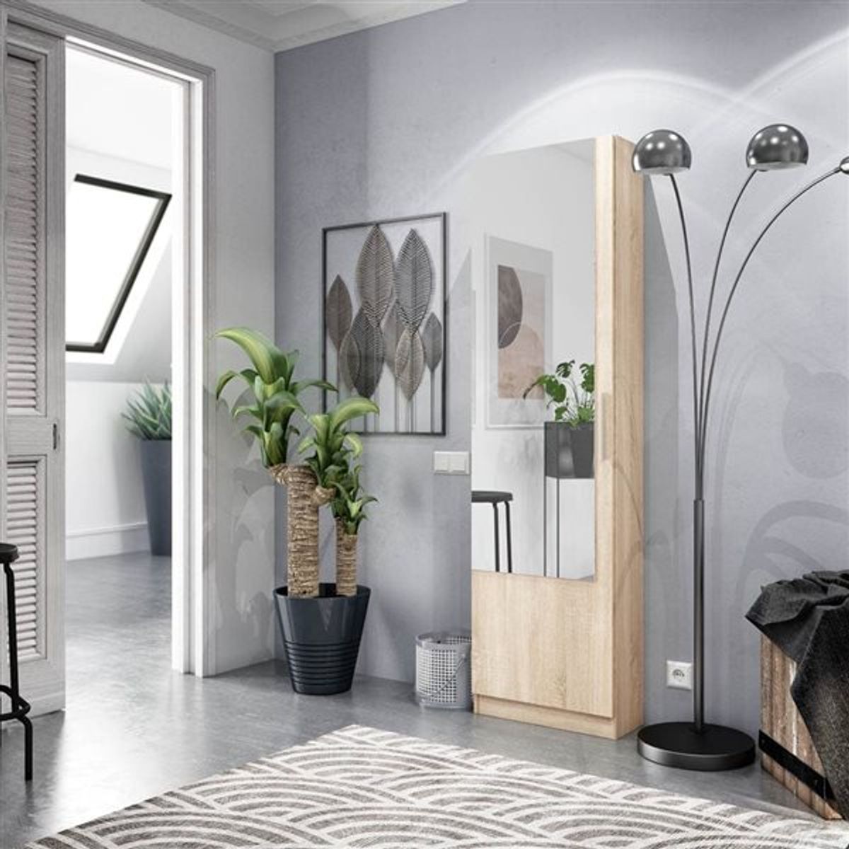 Zapatero Gusto 1 puerta + espejo 180x50x22 cm