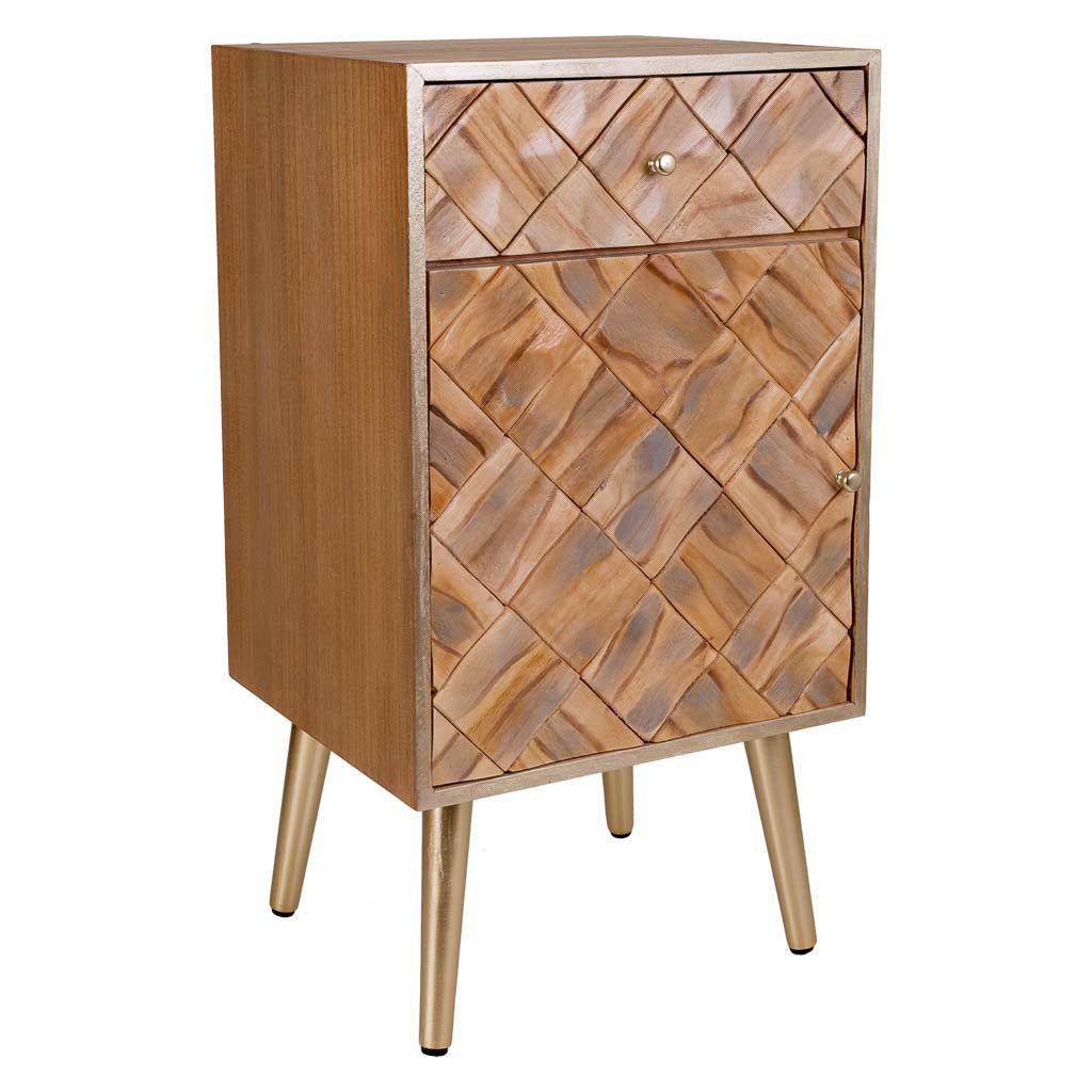 Mesita De Noche De Madera 1 Cajon 1 Puerta 35x40x71cm, El mejor complemento para tu hogar