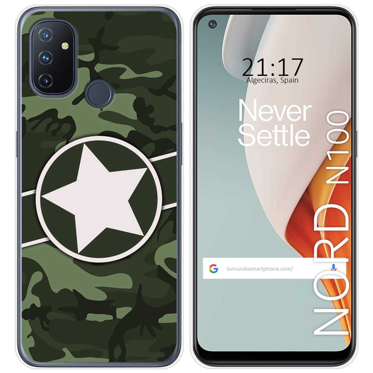 Tumundosmartphone Funda Gel Tpu para Oneplus Nord N100 diseño Camuflaje 01 Dibujos