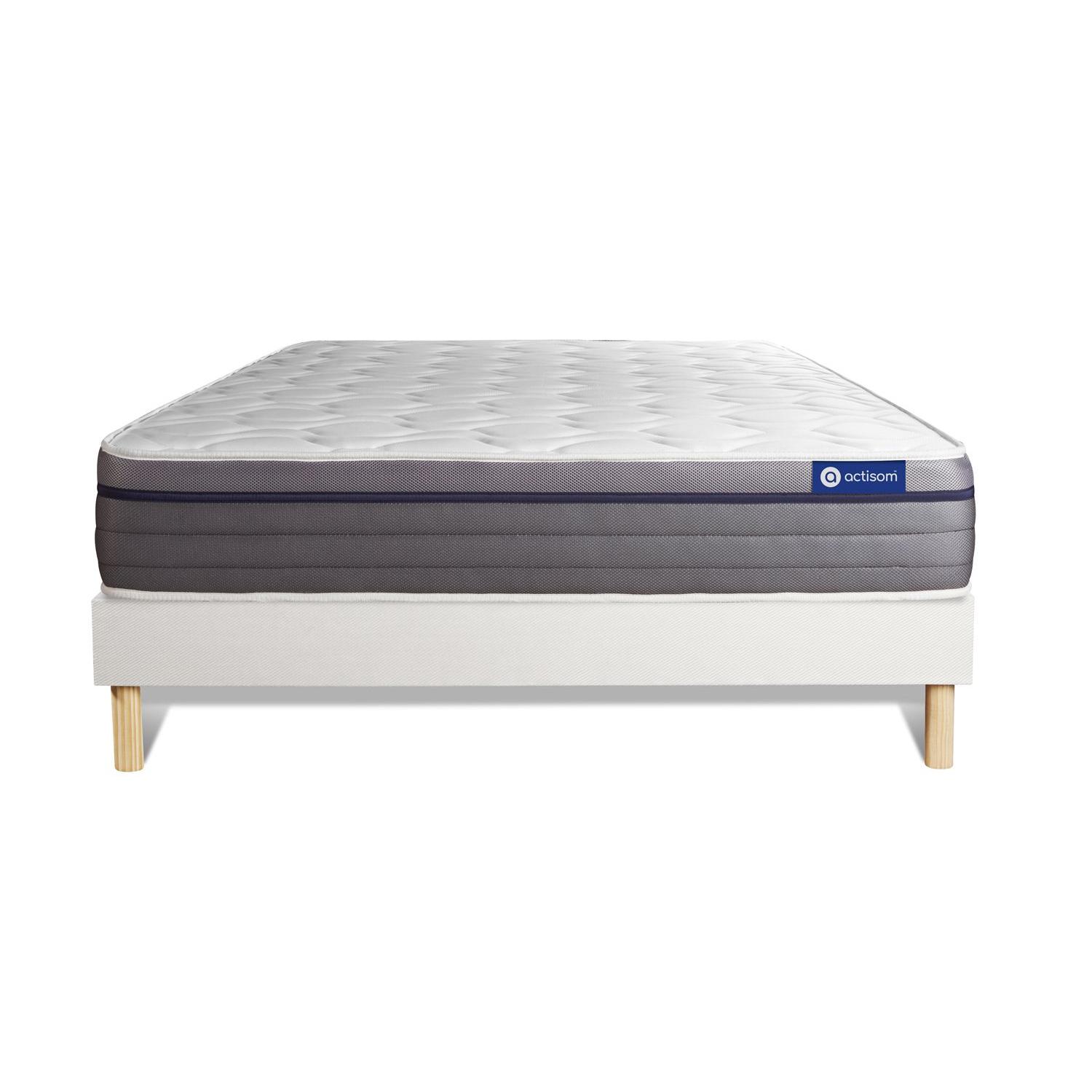 Pack colchón Actiflex zen 130x200cm + Somier multiláminas, Muelles ensacados y espuma viscoelástica, 3 zonas de confort