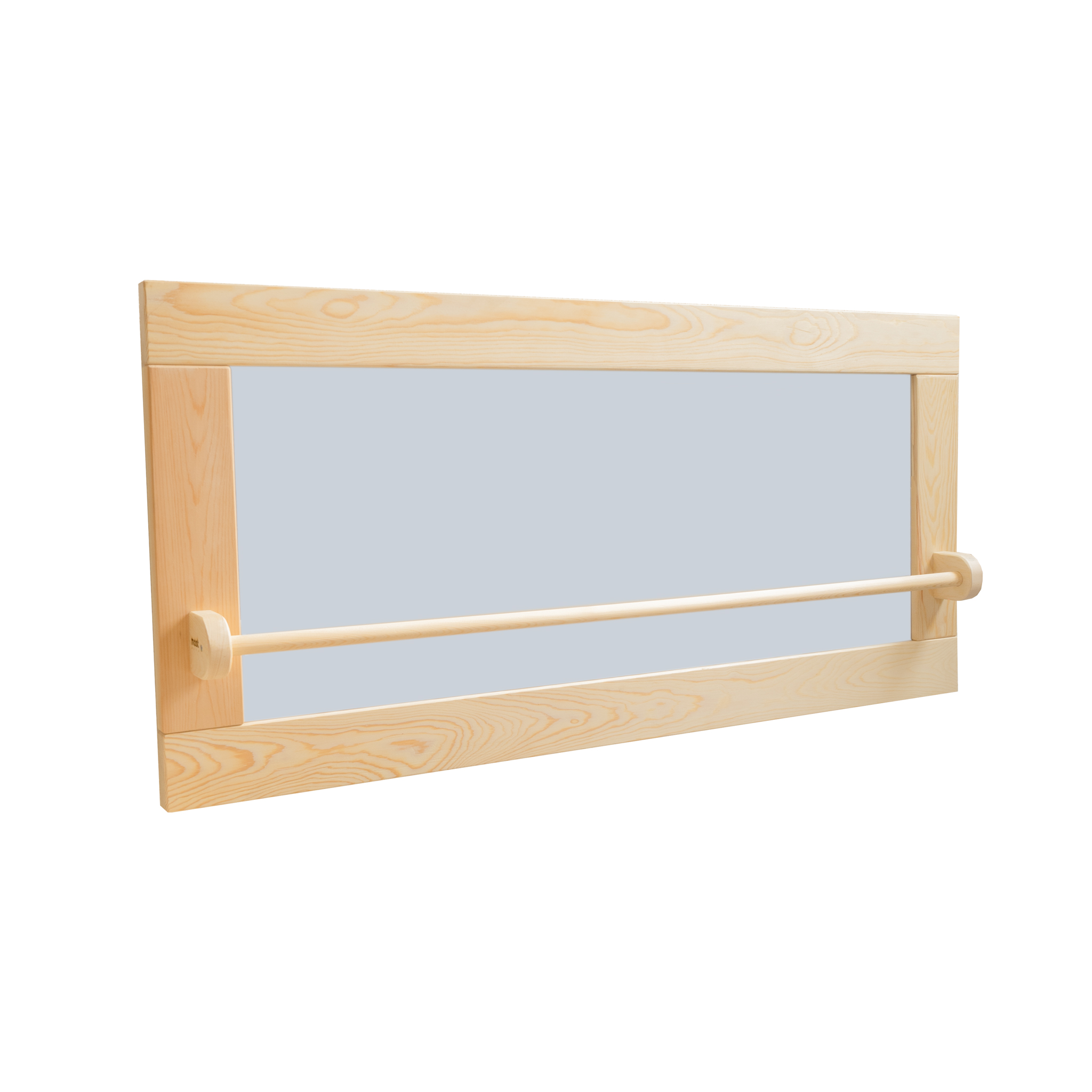 MOST DECO Espejo Montessori artesanal grande y pequeño Madera maciza + cristal de seguridad con barandilla redonda para primeros pasos ideal para regalo de cumpleaños infantil recién nacidos y fomento del desarrollo de los primeros pasos