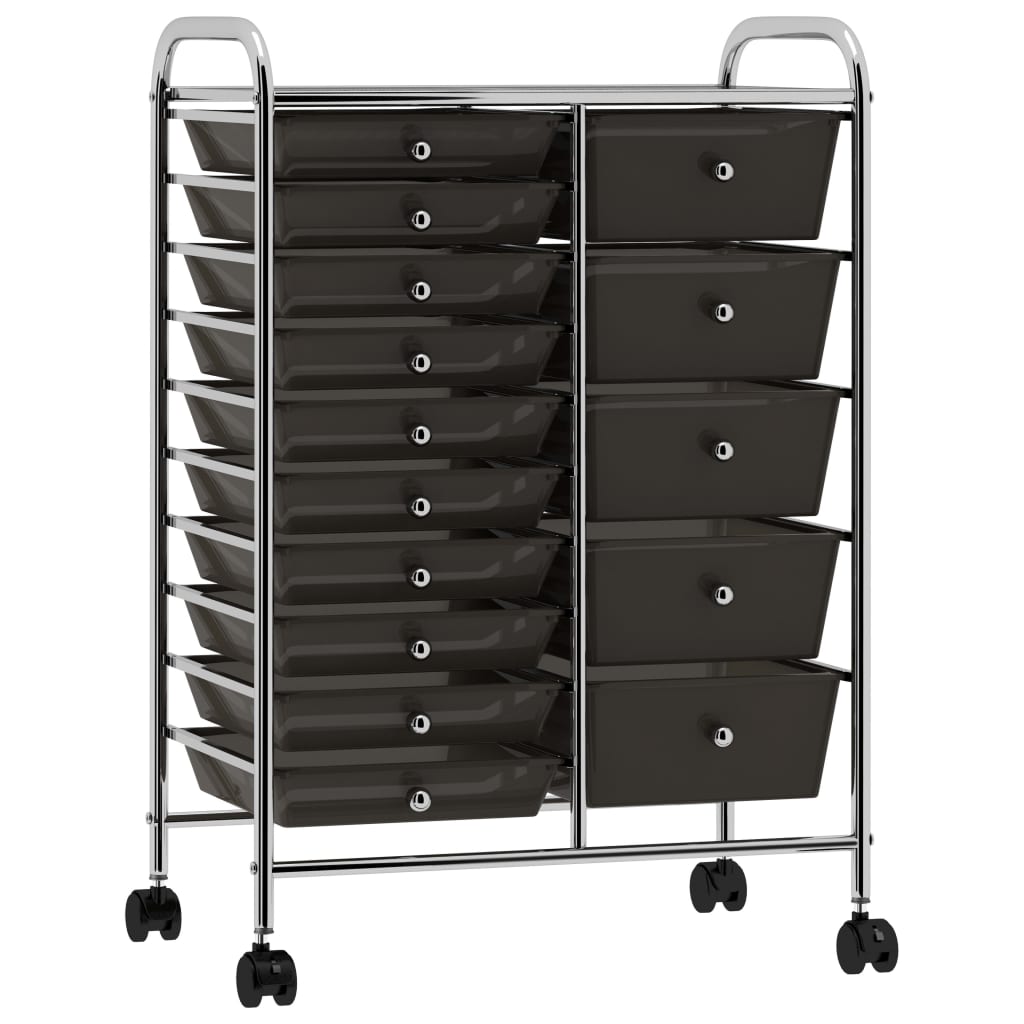 vidaXL Carrito Almacenaje Portátil XXL 15 Cajones Plástico Multicolor Compras Color Multicolor,  Negro, y mas