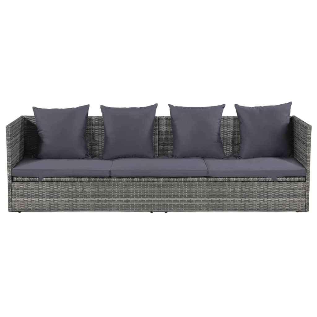 Vidaxl Cama de Jardín 200x60 Cm Ratán Sintético Gris, Negro
