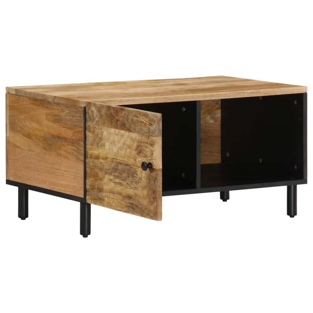 Vidaxl Mesa de Centro de Madera Maciza de Mango 80x50x40 Cm Negro