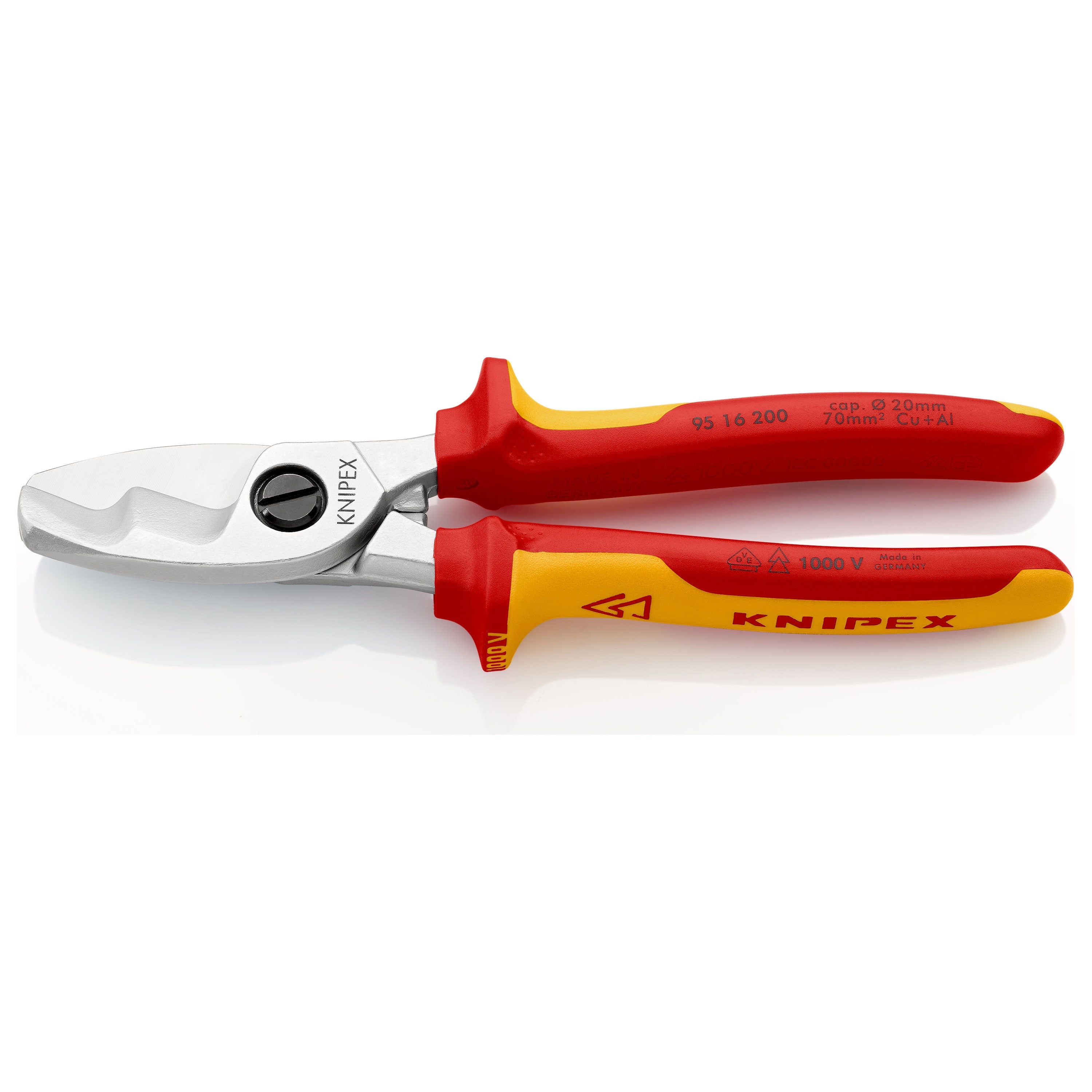 Knipex 95 16 200 - Cortacables doble filo aislado VDE 200 mm con mangos bicomponentes