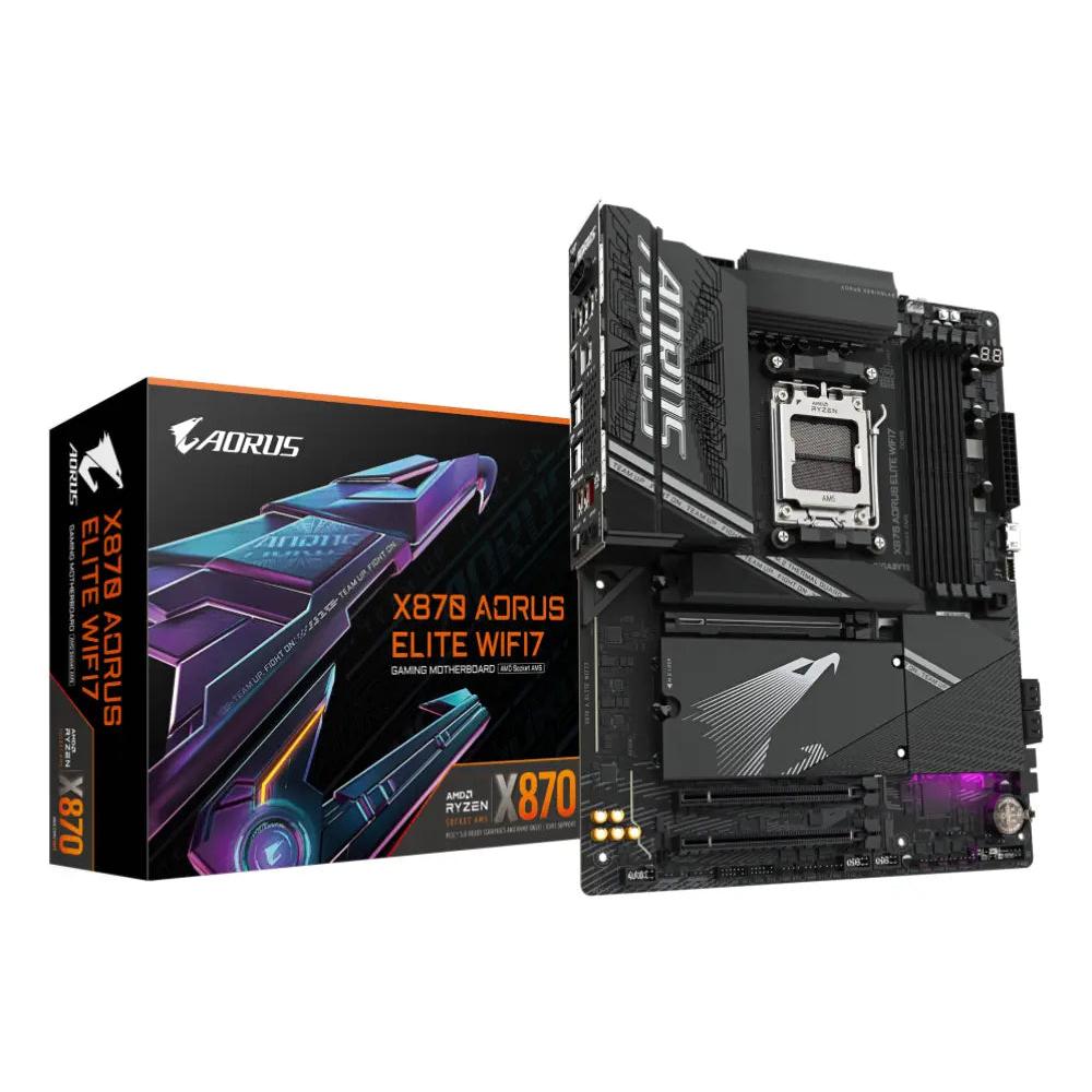 GIGABYTE X870 AORUS ELITE WIFI7 Placa Base - Compatible con CPUs AMD Ryzen 9000. 16+2+2 fases VRM. hasta 8000MHz DDR5 (OC). 3xPCIe 5.0 + 1xPCIe 4.0. Wi-Fi 7. LAN 2.5GbE. USB 4