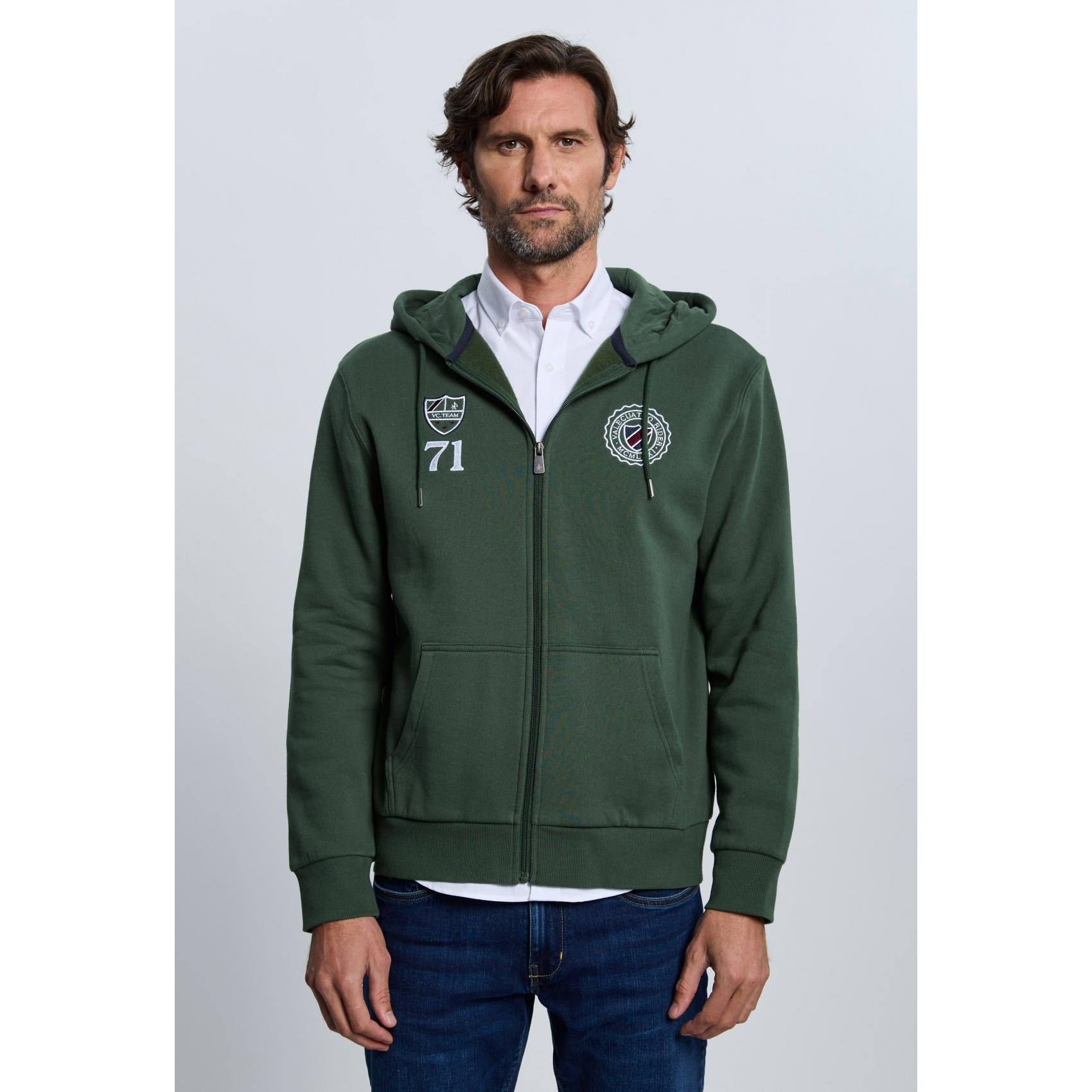 Sudadera Valecuatro cremallera escudos verde