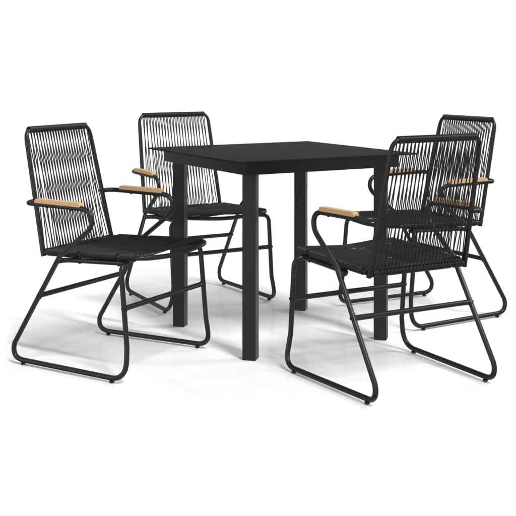 vidaXL Juego de comedor de jardín 3 piezas ratán PVC negro