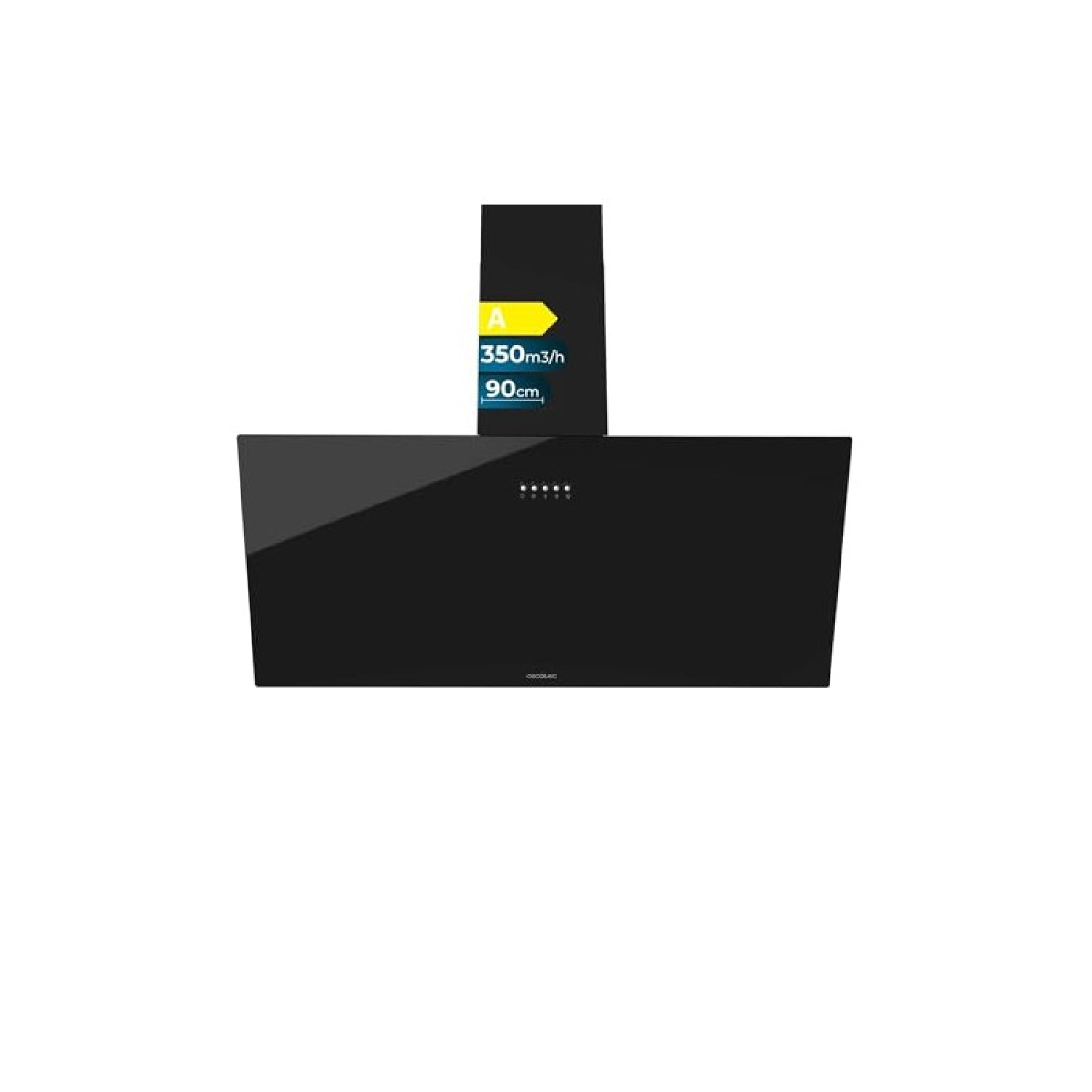 Cecotec Campana Decorativa de 90cm Bolero Flux DM 906500 Glass Black A. Motor 165W, Bajo Consumo, Frontal Vidrio Negro