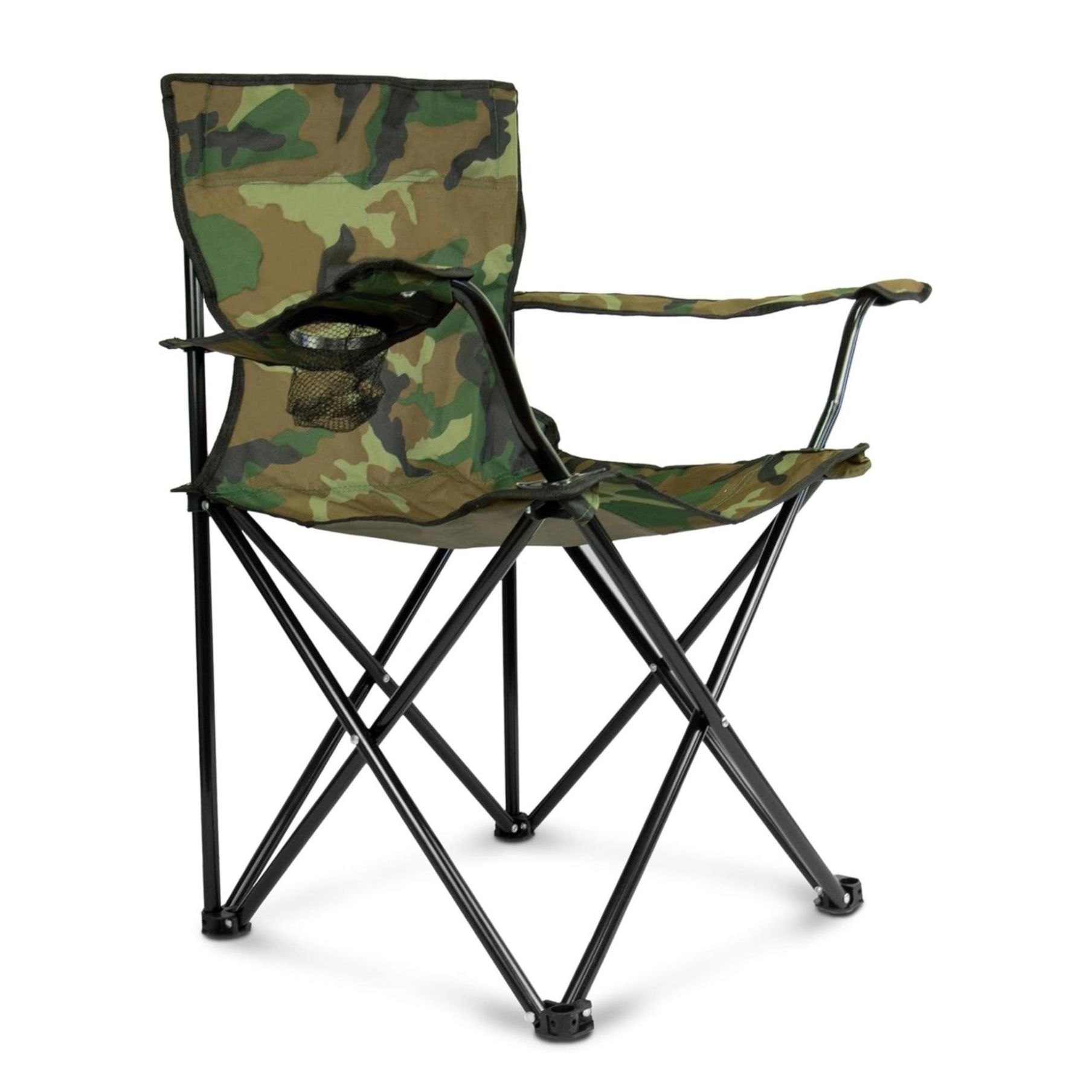 ORION91oficial® - Silla Plegable, Portátil Camping Poliéster (50 x 40cm) CAMO, Peso Max 120kg, Exterior, Apoyabrazos, Bolsillo para Tazas, Plegable, Acampada, Jardín, Pesca, Playa, Terraza - spaziOrion91