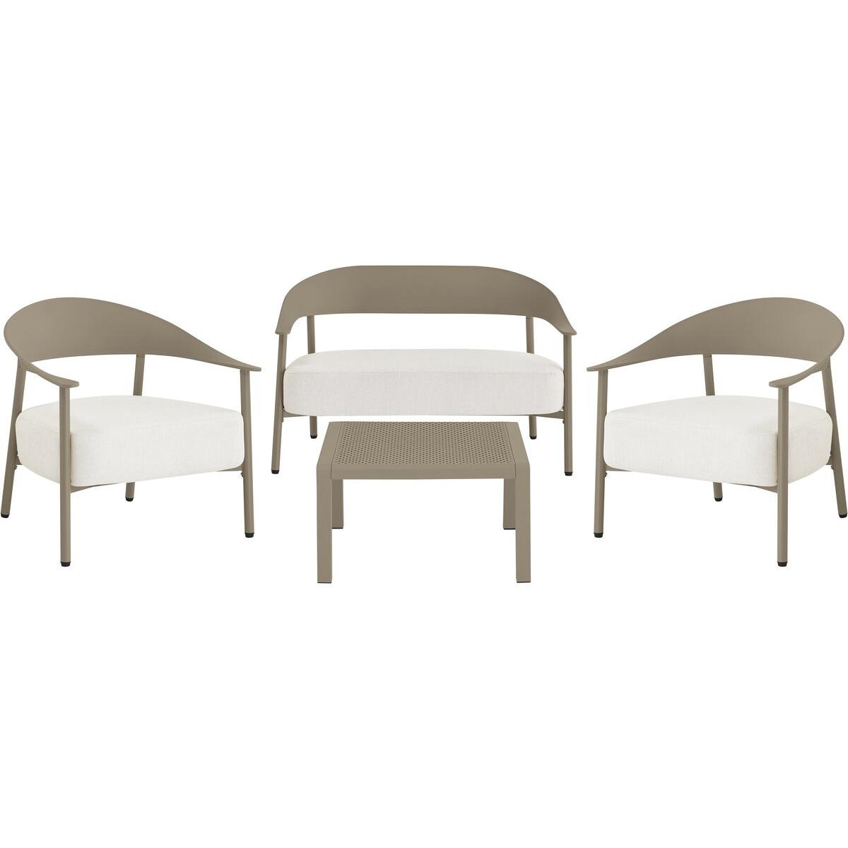 Habitat y Jardin - Conjunto de muebles de jardín "Céora" de metal y plástico - 4 plazas - Topo