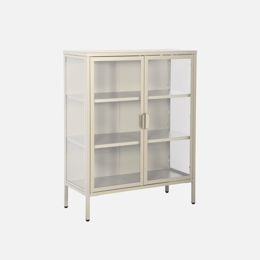 sweeek - Vitrina de acero y vidrio templado de 2 puertas, 80cm , Arkansas , 80x35x102