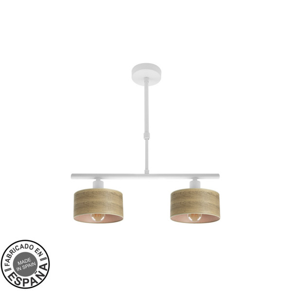 FABRILAMP Lampara Gilda 2xe14 Blanco/madera Clara Regx43x14 Cm